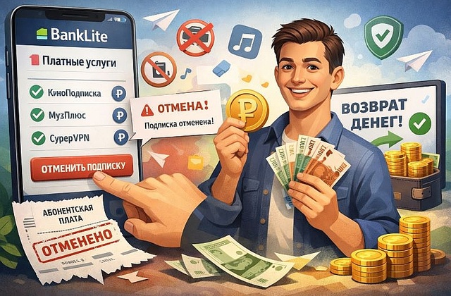 BankLite — отписаться от платных услуг и вернуть деньги