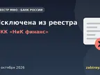 Обложка: микрофинансовая организация МКК «НиК финанс» исключена из реестра Банка России