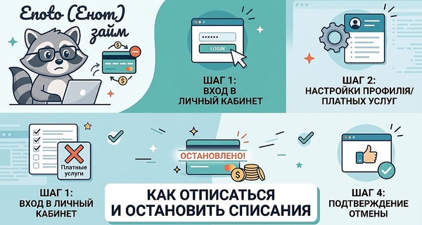 Enoto (Енот) займ — как отписаться от платных услуг и остановить списания